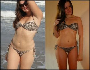 Mädchen vor und nach der Diät Favorit